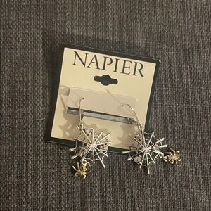 Napier Silver Starburst Earrings with Gold Accents